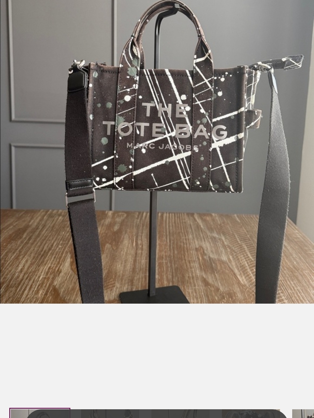 Marc Jacobs The Tote Bag Canvas Crossbody - Black Paint-Splatter